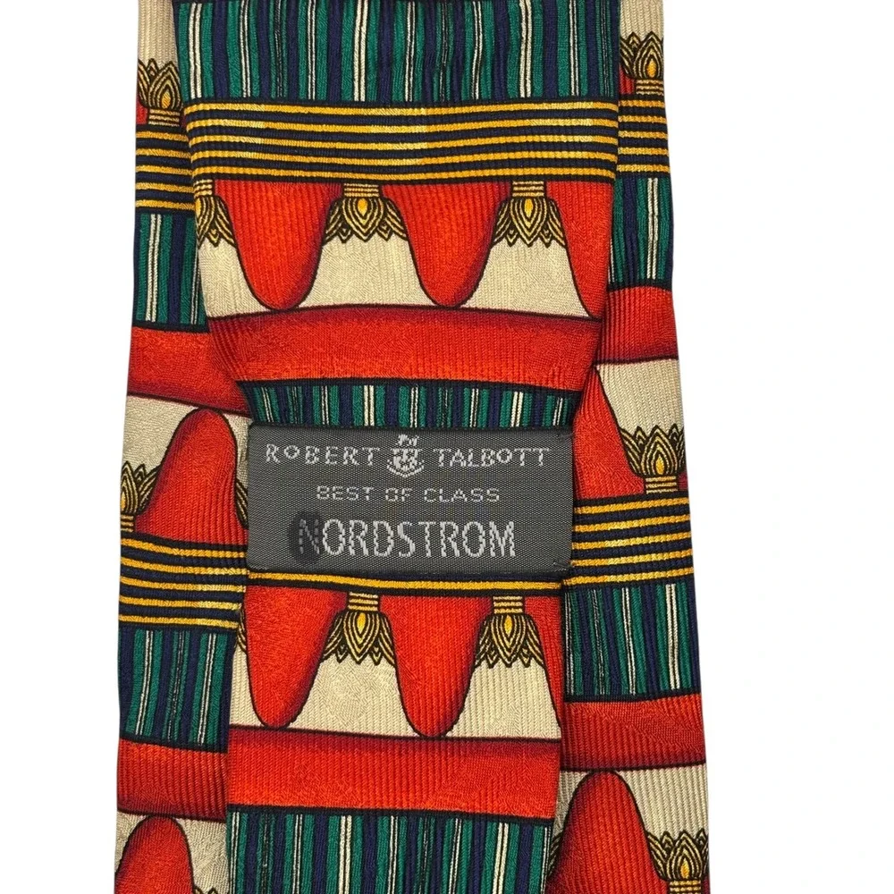 Robert Talbott Nordstrom Best Of Class Silk Necktie Tie Red Green Pattern
